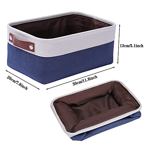 Storage Basket Bins [6 Pack] Decorative Baskets for Organizing, Canvas Storage Bin with Handles for Shelves, Toys, Office, Nursery, Navy Blue Cloth Baskets for Gifts Empty 11.8 x 7.8 x 5.1 inch