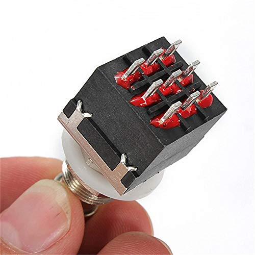 VizGiz 3 Pack 3PDT Foot Switch Latching ON-OFF-ON FootSwitch Stompbox LED Ring 9 Pin 9PIN Box Stomp Push Button Switches Electric Guitar Effects Pedal True Bypass Metal Effect FootSwitches