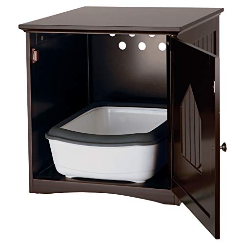 TRIXIE Litter Box Enclosure, Hidden Kitty Litter Box Furniture Style, EspressoBrown 19