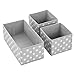 mDesign Fabric Drawer Divider Organizer Bin, Nursery/Bedroom Dresser, Closet, Shelf, Playroom Organization, Hold Clothes, Toys, Diapers, Bibs, Set of 3, 2 Pack, Gray/White Polka Dot