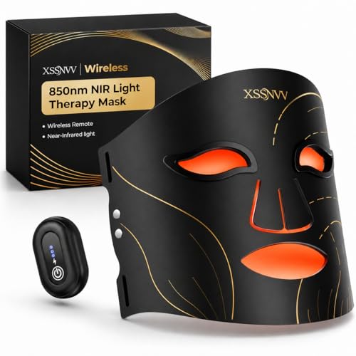 Red Light Therapy for Face, Cordless LED Face Mask with 4 Light Modes (NIR 850nm, Red 630nm, Blue, Amber), 272 LEDs, 10-Min Timer, Rechargeable for Glowing Skin at Home