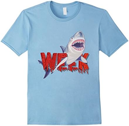 Mens New graphic Week of the shark t-shirt novelty  unisex Medium Baby Blue
