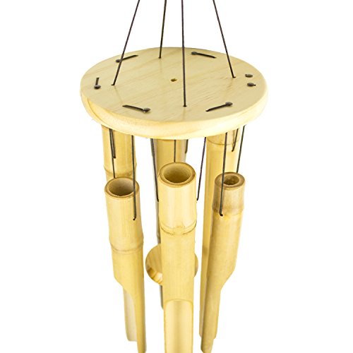 DateDirect Bamboo Wind Chimes Outdoor, Wooden Wind Chime 32” Amazing Grace Wind Chimes for Garden, Yark,Patio and Home Décor with S Hook (32" Natural Bamboo) - Thumbnail 2