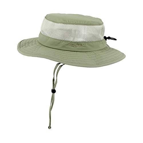 Light Olive Foldable Fishing UV Sun Hat w/ Vented Mesh, Outdoor Cap, Light Olive, Large/X-Large