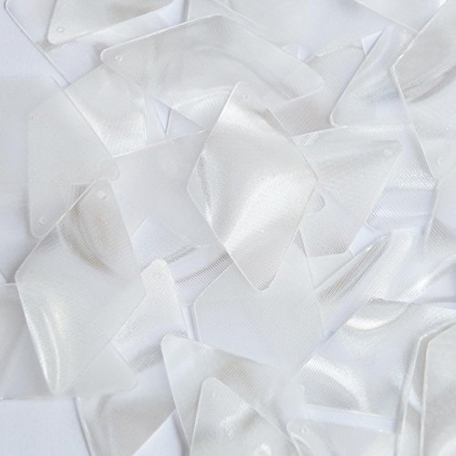 Sequin Long Diamond 1.5 inches Crystal Mirage Loose Paillettes. Made in USA. Large for display, accents, applique, arts, crafts, and embellishment.