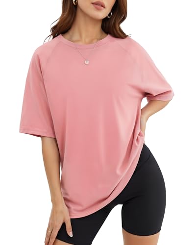 MANGOPOP Women's Oversized tshirts for women Crew neck 3/4 Sleeve Tops at Amazon