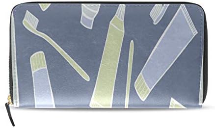 Toothbrush And Toothpaste Long Passport Clutch Purses Zipper Wallet Case Handbag Money Organizer Bag Credit Card Holder For Lady Women Girl Men Travel Gift