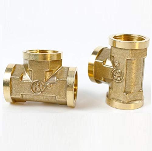 Manloney LLC 2-Pack 3/4" NPT Female Thread Brass Tee Pipe Adapter Fittings with Seal Tape