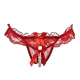 Meily(TM) Lady Lace Open Crotch Thong Mesh Pearl Massage