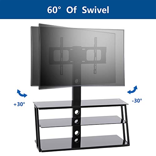 image for Rfiver Floor Tall TV Stand with Swivel Mount Bracket 3-in-1 for TVs up