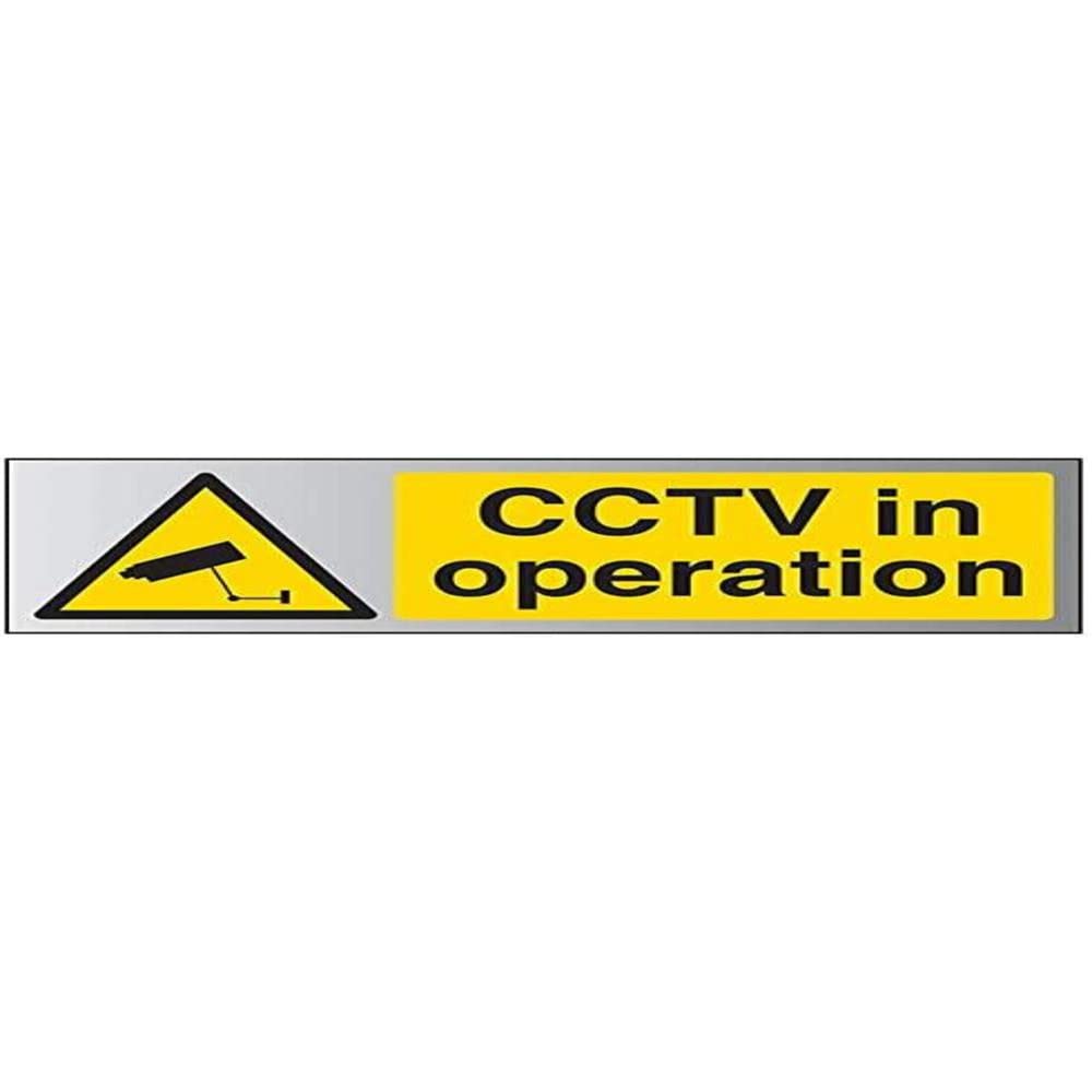 V Safety Warning General-CCTV In Operation Sign - 300mm x 100mm - 1.6mm Alu Rigid Plastic