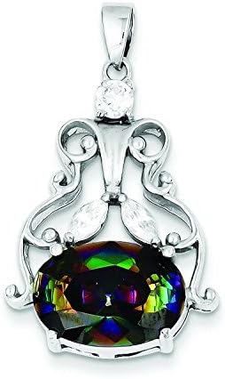 Sterling Silver Mystic And Clear Cz Pendant