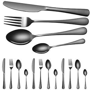 Cutlery-Flatware-Set24-Piece-Silverware-Set-with-Gift-Box-Stainless-Steel-Tableware-Dinnerware-Sets-Knife-Fork-Spoon-Service-for-6-Multipurpose-Use-Safe-for-Home-Kitchen-Party-Black Cutlery Flatware Set,24 Piece Silverware Set with Gift Box Stainless Steel Tableware Dinnerware Sets Knife Fork Spoon…