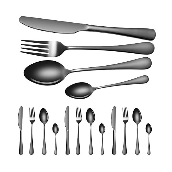 Cutlery-Flatware-Set24-Piece-Silverware-Set-with-Gift-Box-Stainless-Steel-Tableware-Dinnerware-Sets-Knife-Fork-Spoon-Service-for-6-Multipurpose-Use-Safe-for-Home-Kitchen-Party-Black Cutlery Flatware Set,24 Piece Silverware Set with Gift Box Stainless Steel Tableware Dinnerware Sets Knife Fork Spoon…
