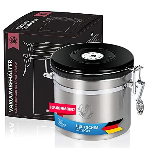 Vacuum coffee jar, tea caddy, storage jar - Storage container Vacuum jar with aroma lid, airtight (Small (900ml))