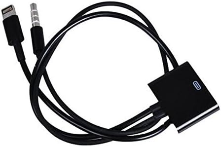Amz wholesale Lightning 8-Pin to 30-Pin Female Adapter Converter with 3.5 mm Audio Jack Cable for iPhone 5 5c iPhone 6 6s Plus iPod iPad (Black) by