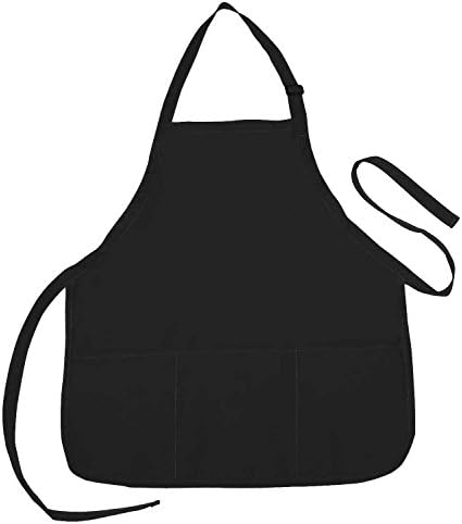 Apron Commercial Restaurant Home Bib Spun Poly Cotton Kitchen Aprons (3 Pockets). Home, Waitress, Waiter - Black, Green, Royal, Navy, Green, Red, White, 22" x 24" (8, Black)