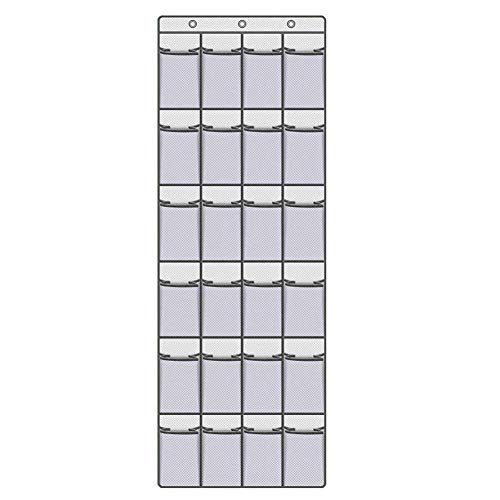 Over The Door Shoe Organizers, Hanging Shoe Holder Large 24 Mesh Pocket Organizer with 3 Strong Hooks for Closet Pantry Kitchen Accessory