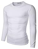 Doublju Mens Basic Crew Neck Long Sleeve Slim Fit T-shirts (Pack of 3 or 5)