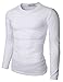 Doublju Mens Basic Crew Neck Long Sleeve Slim Fit T-shirts (Pack of 3 or 5)