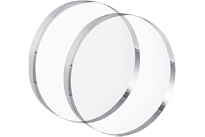 CiaoHER 1in Thickness 7in Diameter Acrylic Disc Display Block Clear Polished Round Pedestal Stand Riser 7" x 7" x 1", 2 Pack