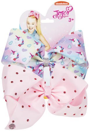 Jojo Siwa Bows Rainbow Unicorn Unicorn Hearts & Pink Rinestones