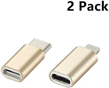 Lightning usb c to Micro b Adapter Converter Aluminum Portable charger Male to Female compatible 8Pin Devices Samsung Galaxy S8 MI 5 HUAWEI MATE9 Etc (Gold2 Pack)