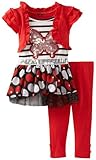 Young Hearts Baby Girls' 2 Piece Striped Polka Dot Dress And Legging,