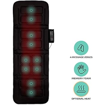 Belmint Vibrating Massage Mat for Full Body - Vibrating Massager Pad with Heat | 10 Vibration Motor Mattress Pad for Neck, Back & Legs Pain Relief (Black)