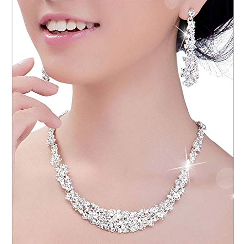 image for Daoroka Jewelry Women's Wedding Bridal Crystal Rhinestone Necklace and