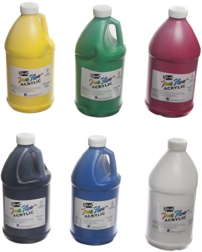 Sax True Flow Heavy Bodied Acrylic Paint - 1/2 Gallon - Set of 6 - Assorted Colors