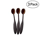 (3 Pack) AMarkUp Oval Toothbrush Foundation Makeup Brush for Blending Contouring Blush Powder Concealer