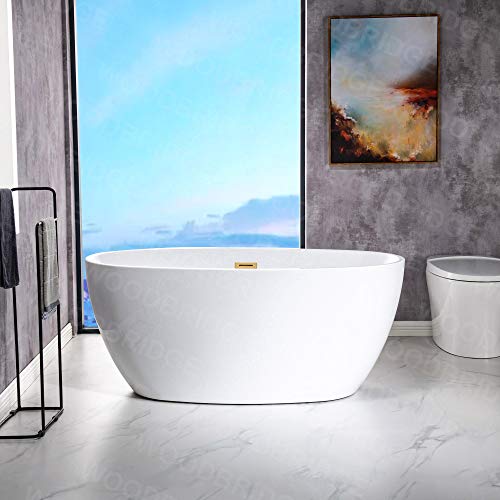 WOODBRIDGE 55" Acrylic Freestanding Bathtub Contemporary Soaking White Tub on Galleon Philippines