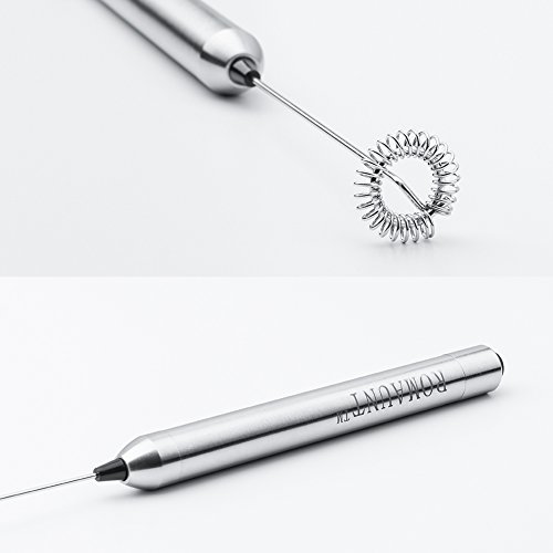 Handheld Milk Frother, ROMAUNT Battery Operated Electric HandHeld Portable Mini Mixer Machine Foam Coffee Maker for Latte Cappuccino Milk Foamer 304 Stainless Steel Whisk - Thumbnail 4