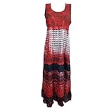 Mogul Womens Beach Red Dress Tie-Dye Tie Back Sun Dress