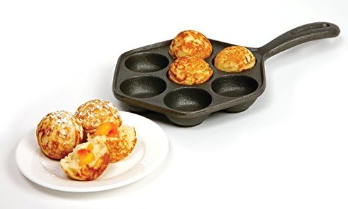 Cast Iron Danish Aebleskiver Pan - Filled Pancakes - 11.5 Inches