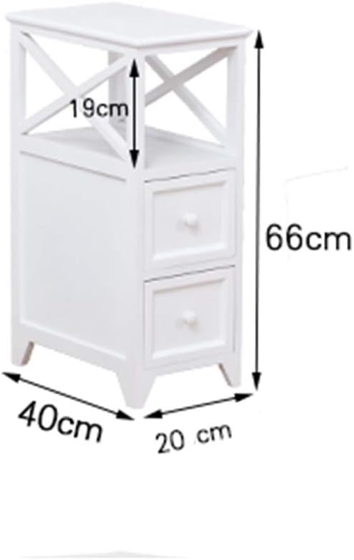 Solid Wood Nightstand 20cm Wide Bedside Cabinet With 2 Drawers Large Capacity Storage Home Bedroom Shelf White B 40 20 66cm Amazon Co Uk Kitchen Home