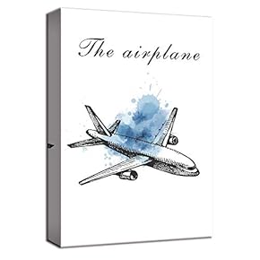 The Airplane Blue Ink Painting Artwork for Framed