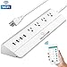 Smart Power Strip, Multiple Outlets WiFi Surge Protector Compatible with Alexa & Google Home, 4 USB Charging Stations and 4 Independent Smart Plugs, 6 Feet Extension Cord -White