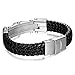 ORAZIO Stainless Steel Braided Leather Bracelet for Men Cable Cuff Bracelet Bangle CZ Inlaid 8 Inch