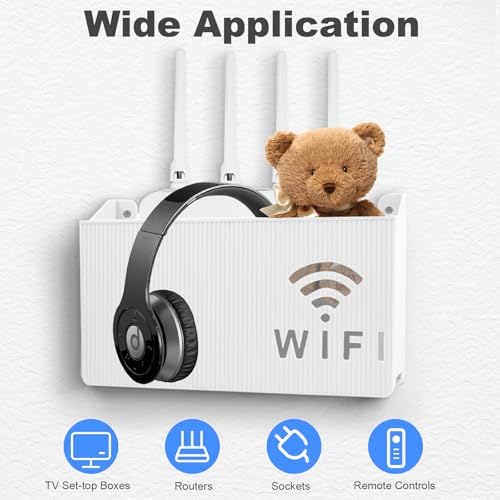 Storage Box for WiFi Router Box Router Wall Hidden Router Storage Box WiFi Router Holder Box Wall Mount Router Rack Hidden Cables Small, White