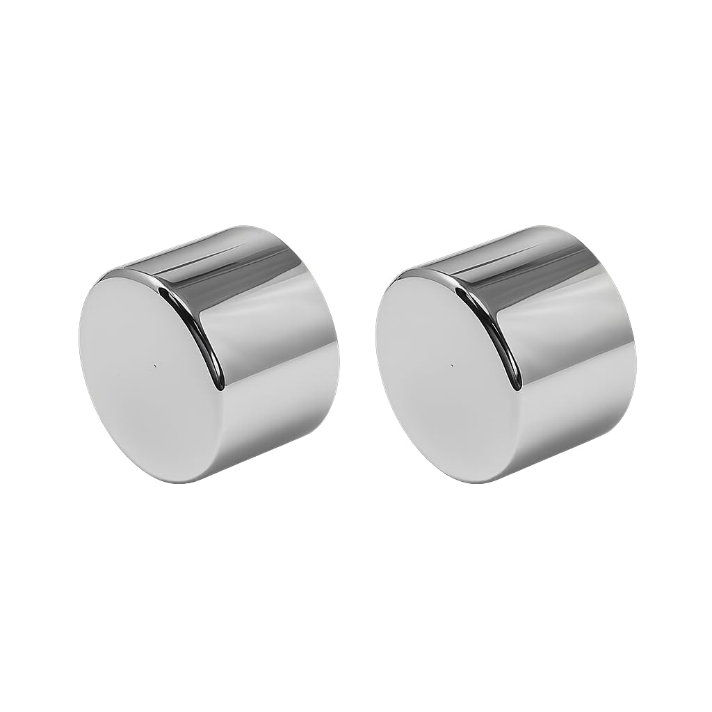 EVOGES Bright Polished Chrome Dimmer Knobs – Pack of 2, Ø21.7mm x 15.8mm, Universal Replacement, 6mm D-Spindle