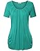 Ruched Top,Short Sleeve Blouse Jazzco Career Women Ruffle Tops (Green,Large)