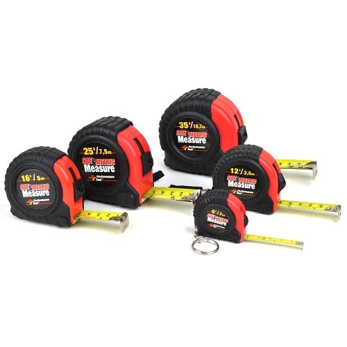 5Piece Tape Measure Set (6'/2m, 12'/3.5m, 16'/5m, 25'/7.5m, & 35'/10