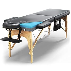 Luxton Home Premium Memory Foam Massage Table – Easy Set Up – Foldable & Portable with Carrying Case