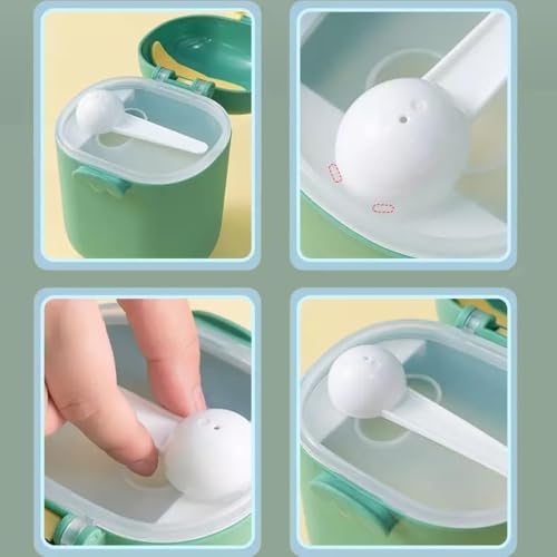 Porta Leite em Pó com Dosador e Nivelador 800ml – Pote Infantil Multifuncional para Papinha, Snacks e Cereais Ideal para Passeio e Viagem (Verde, Grande)
