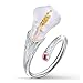 Lotus Fun S925 Sterling Silver Ring Calla Lily Flower Open Ring Handmade Jewelry Unique Gifts for Women