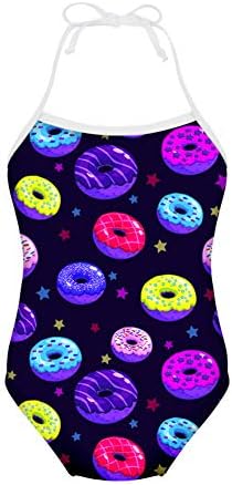 FUIBENG Sweet Doughnut Pattern Girl One Piece Swimsuit Bathing Suit Kid Bikini