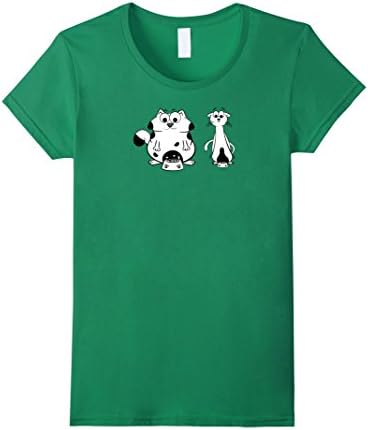 Women's Funny Cat Fat and Slim T-Shirt  Large Kelly Green