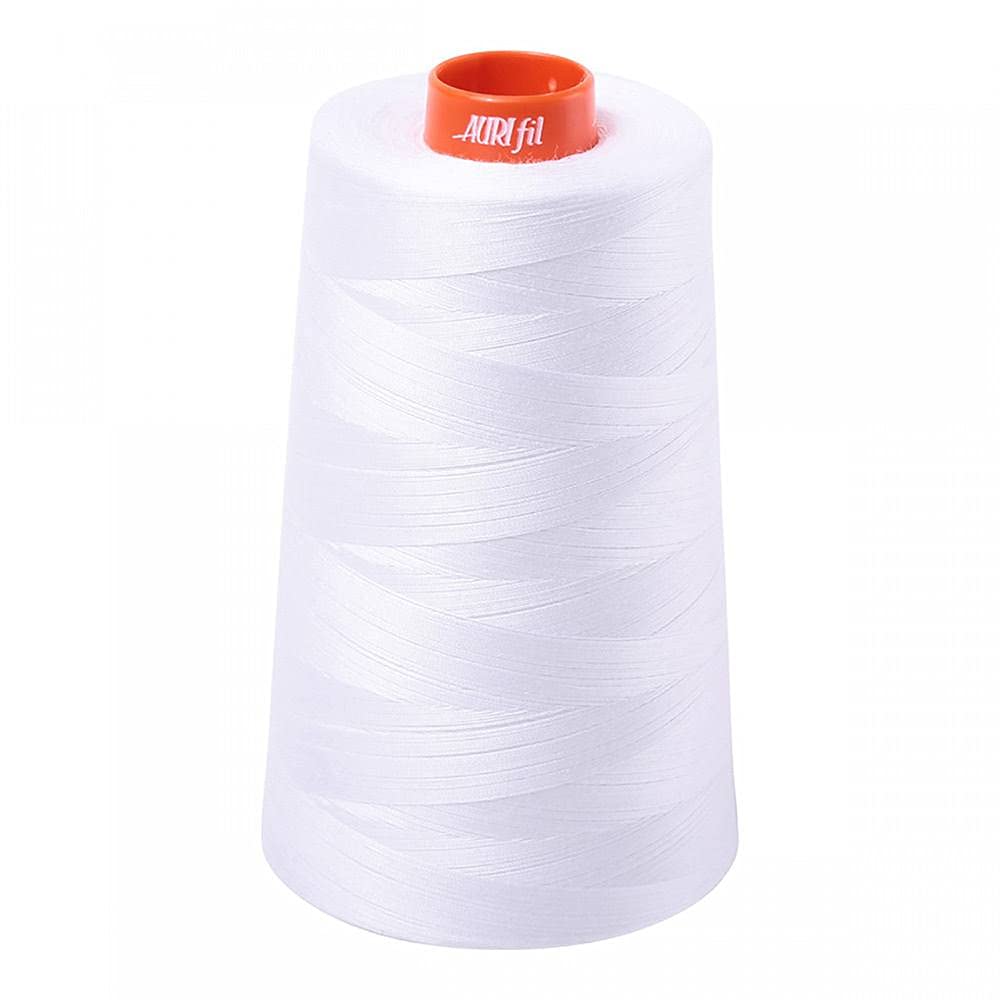 Aurifil 2024 Mako 50 Wt 100% Cotton Thread, 6,452 Yard Cone White